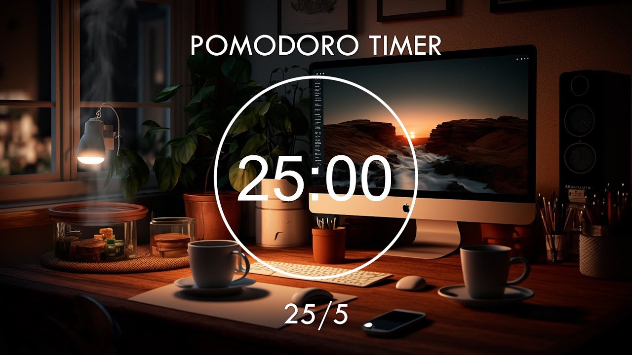 25/5 Pomodoro Timer | Study Room with Lofi Mix And Birds Sounds | 8 x 25 min | Focus Station