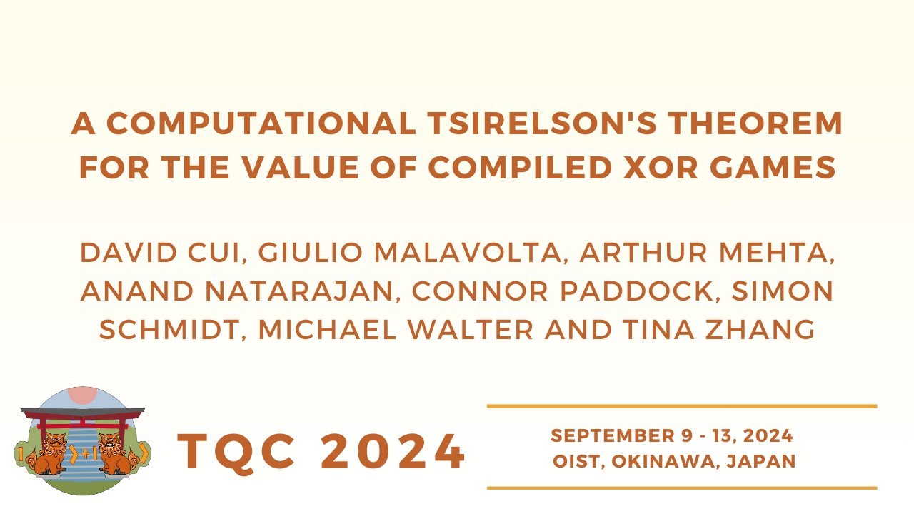 A Computational Tsire| Cui, Malavolta, Mehta, Natarajan, Paddock, Schmidt, Walter, Zhang | TQC 2024