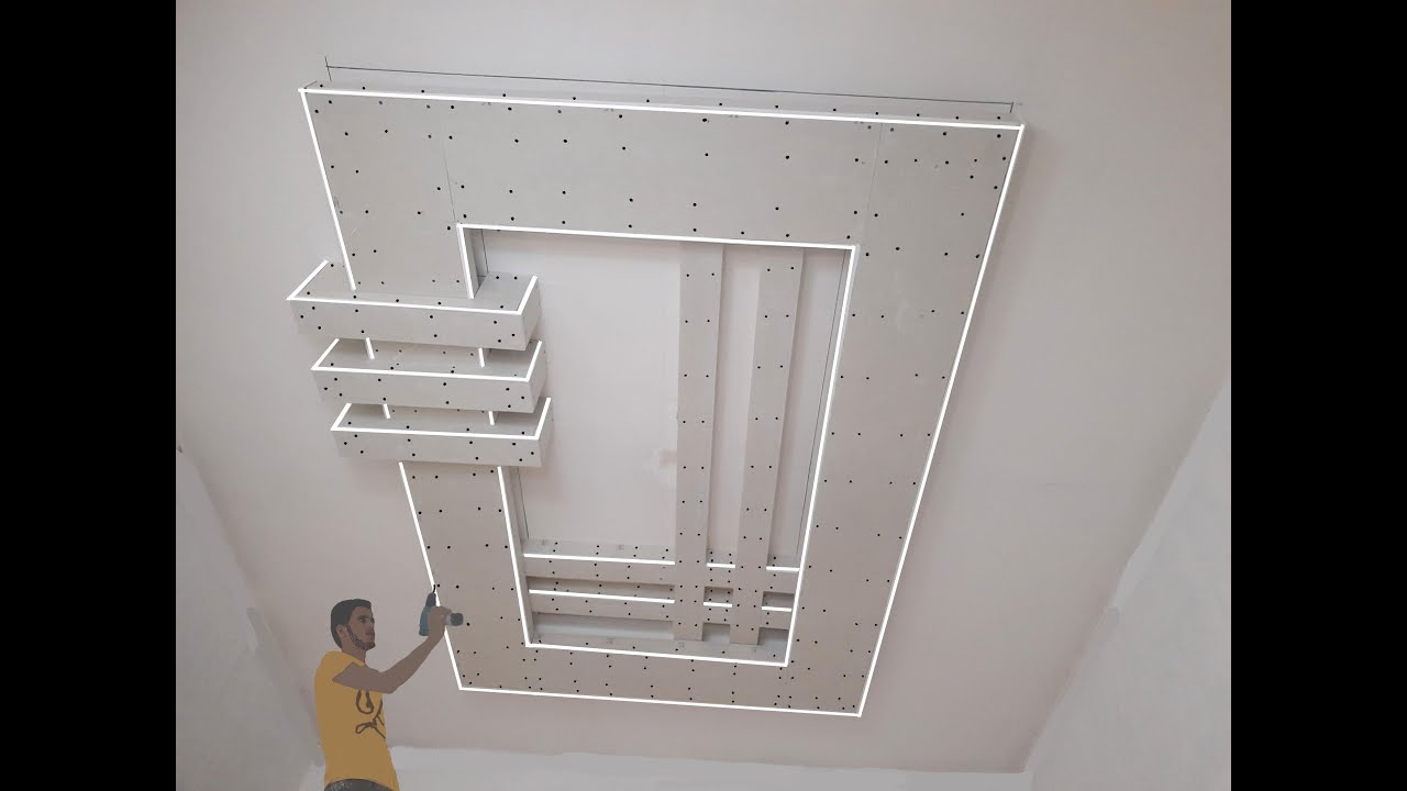 مستطيل مع ثلاث شرئط جبس بورد