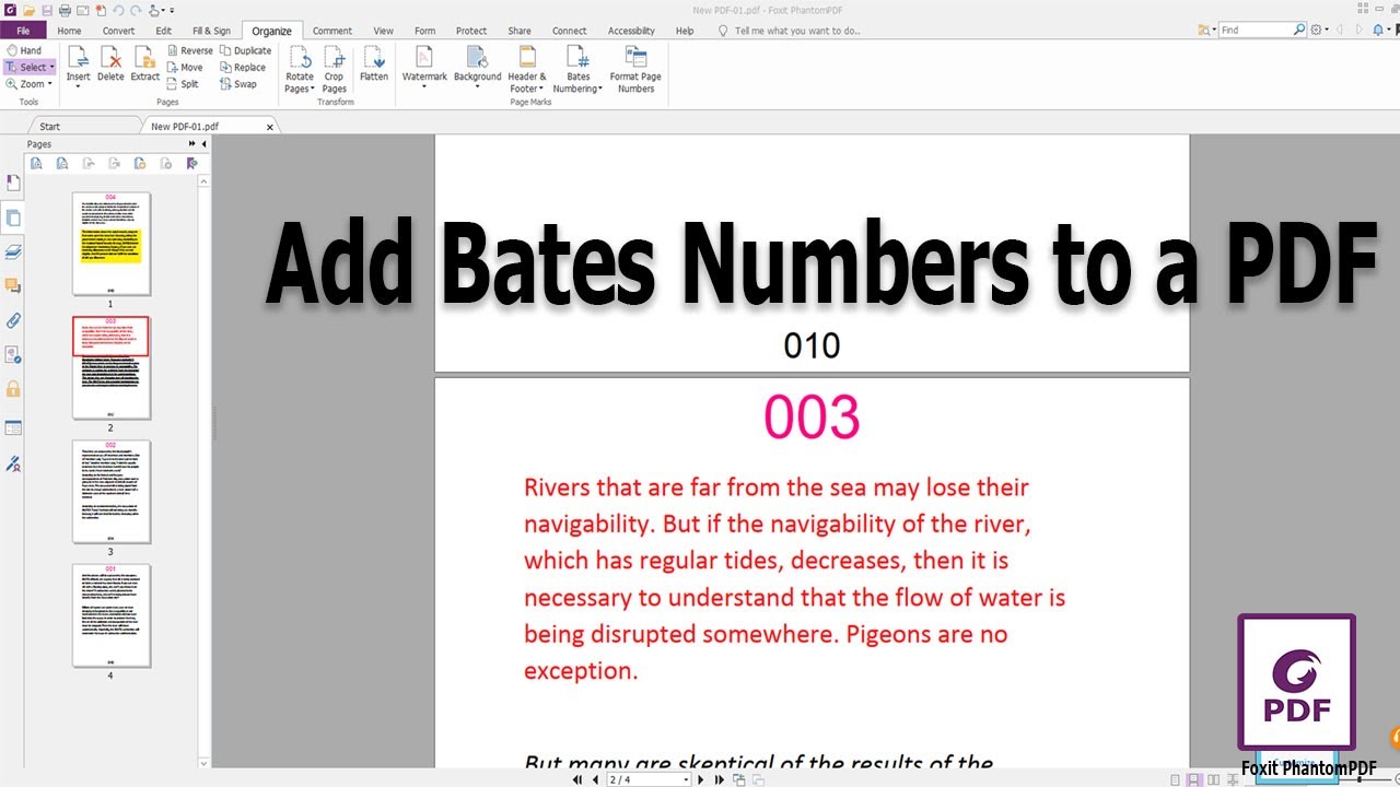 How to Add Bates Numbers to a PDF using Foxit PhantomPDF