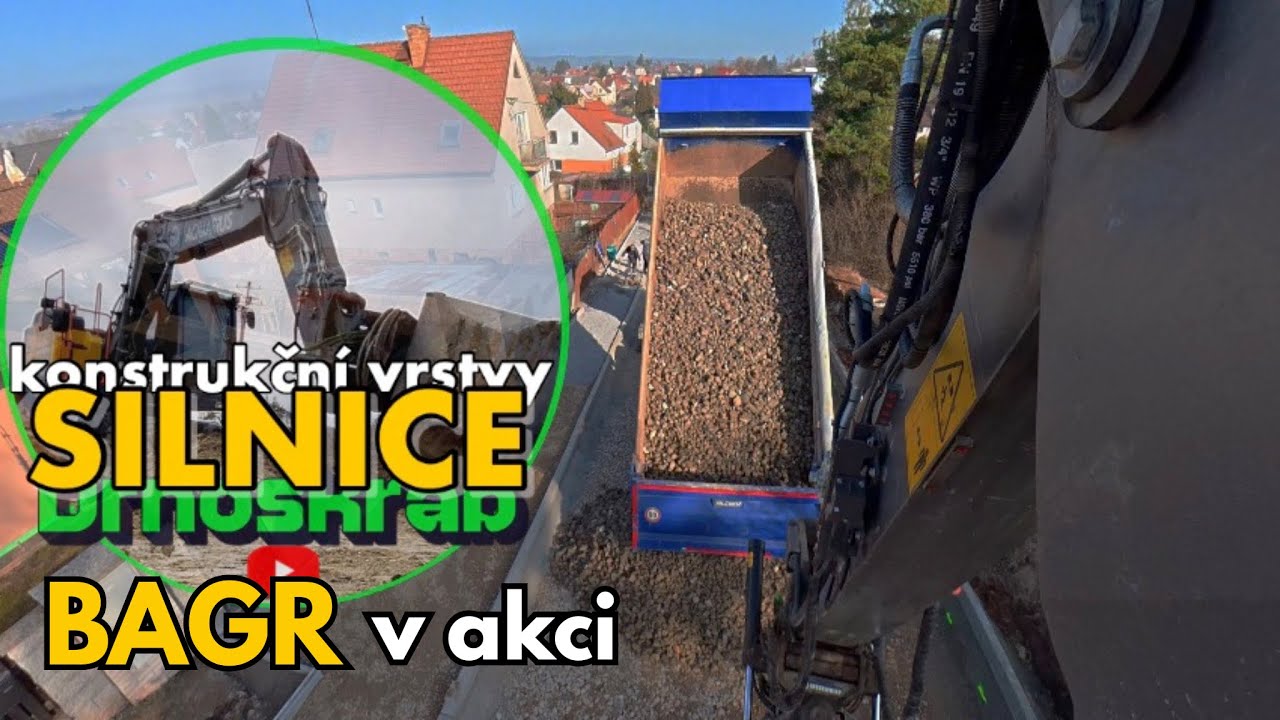 Práce bagrem - pokračujeme s výstavbou silnice