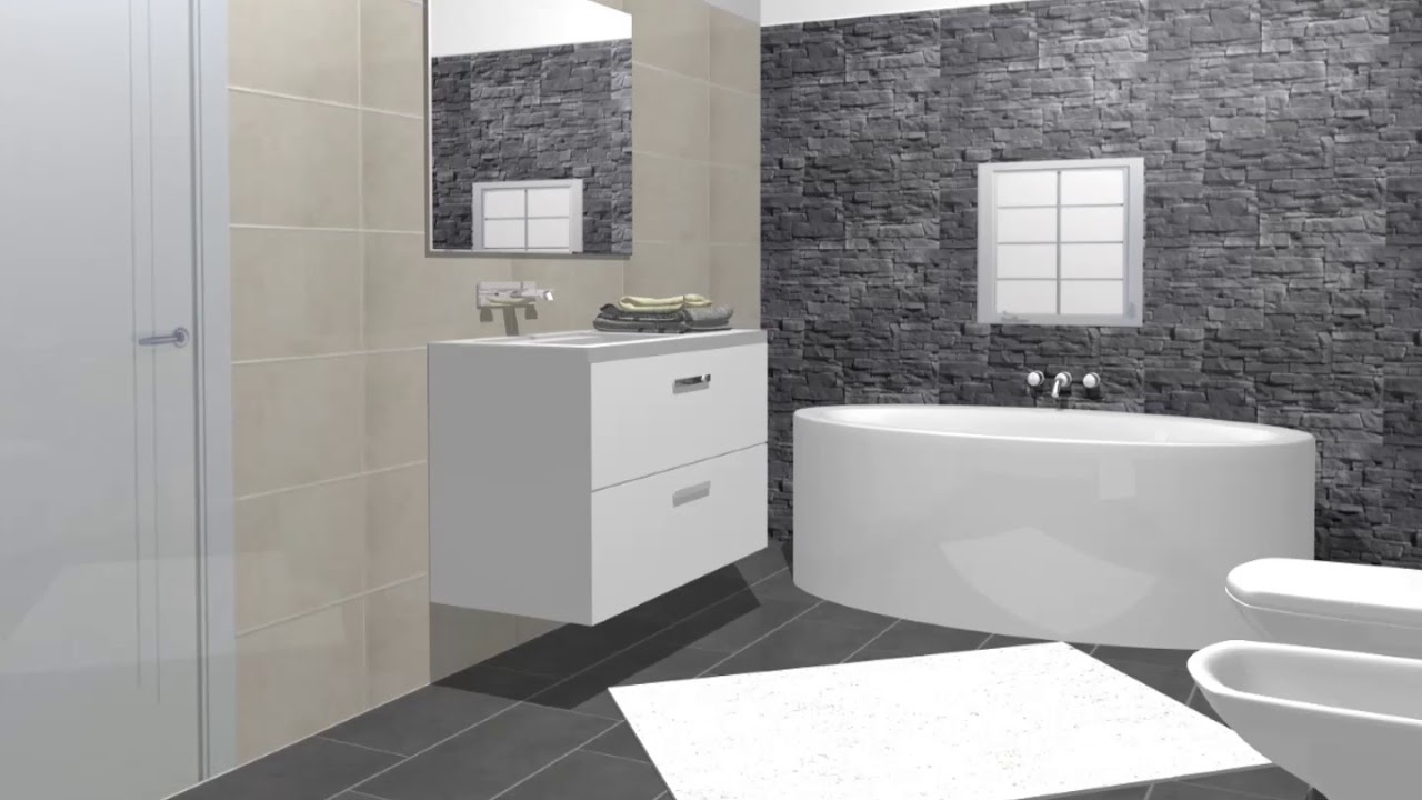 Model de design baie - gresie si faianta Tecniq+ Piatra decorativa