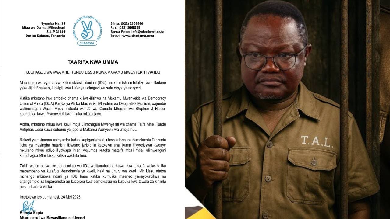 LISSU ALAMBA UTEUZI AKIWA GEREZANI, ACHAGULIWA KUWA MAKAMU MWENYEKITI WA IDU