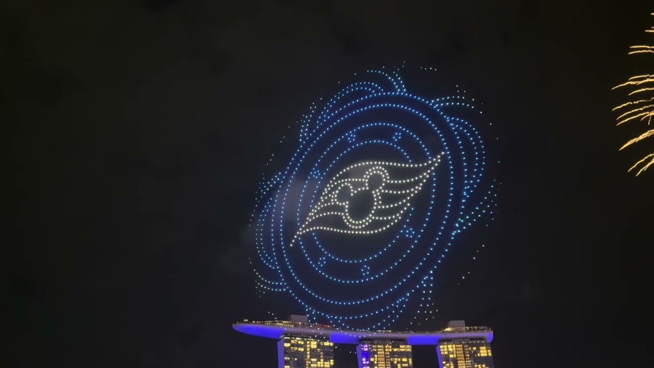 A Magical Bay Celebration @Marina bay Sands by Disney Criise #Singapore #show #drone #fireworks 