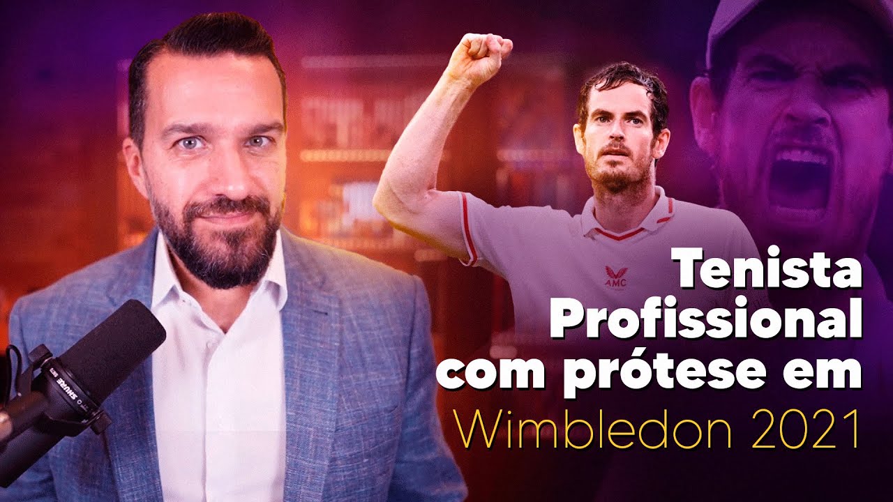 O tenista Andy Murray em Wimbledom 2021, com prótese de quadril,  inspiração para os biônicos e apre