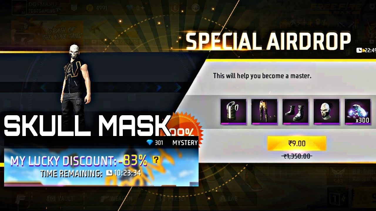 9 rupee ka special airdrop with skull mask bundle ⚡🤯 mystry shop me 83% discount sub loot liya ☠️#ff