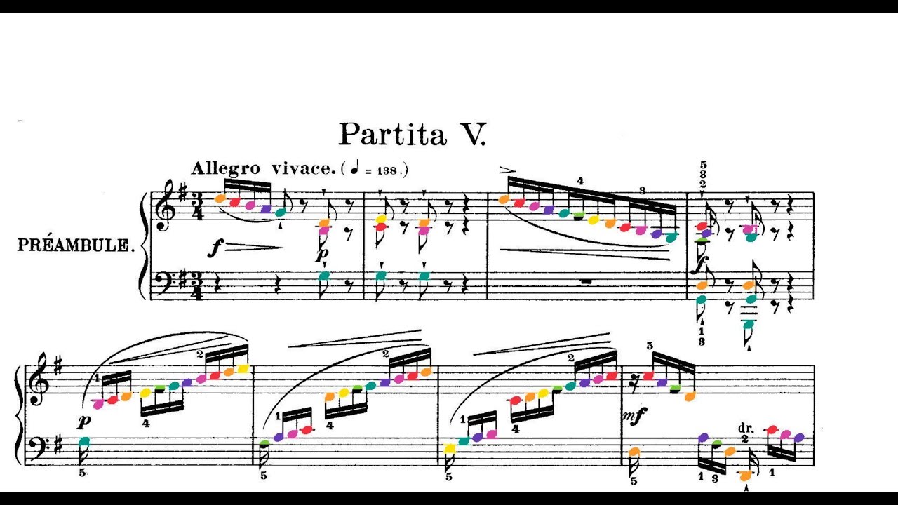 Bach - Partita No. 5 BWV 829 in color (Schiff)