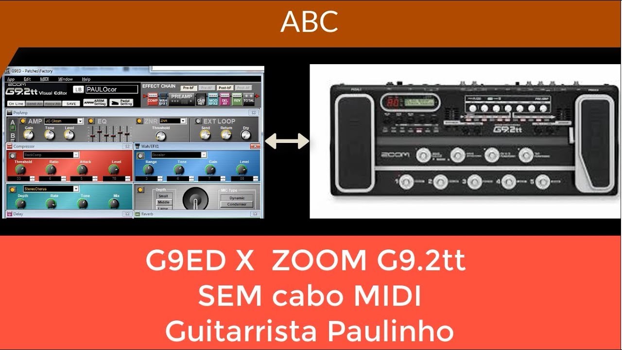 ZOOM G9 2tt x G9ED sem cabo MIDI