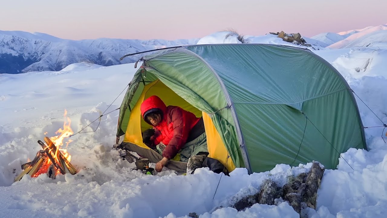 Camping in the DEEPEST Snow EVER - solo in tiny tent