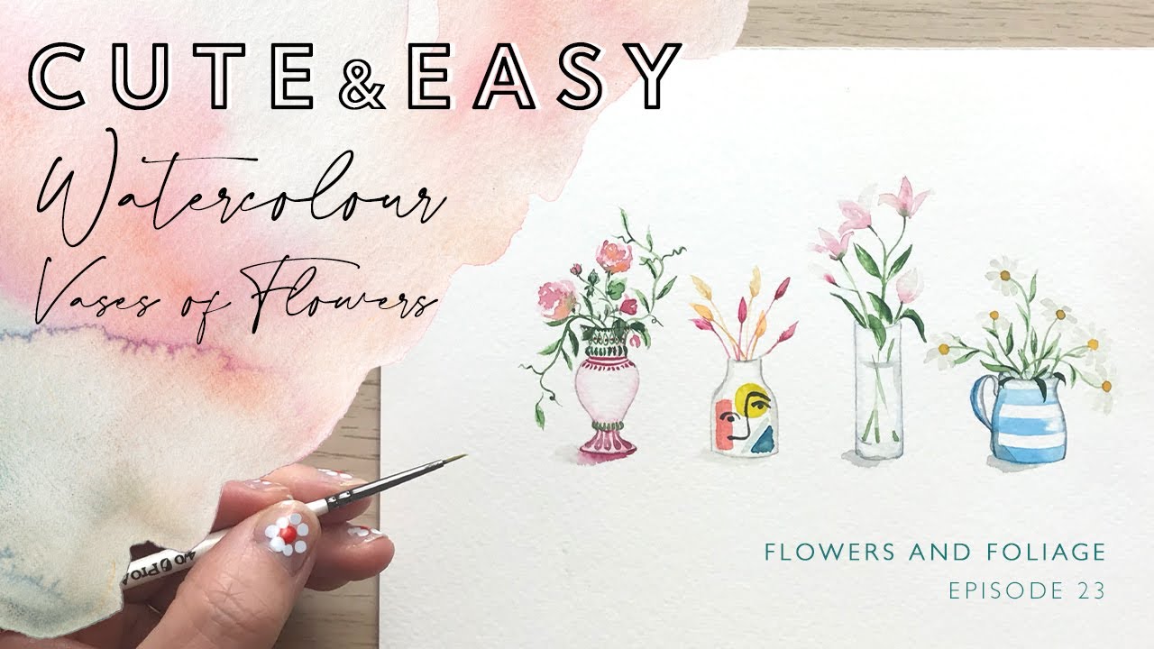 Cute and Easy Watercolour Vase of Flowers