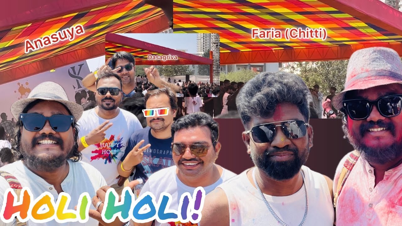 Holi Celebrations 🥳| late post |@rollrida @dasagriva @AnasuyaOfficial #fariaabdullah #holi #explore 