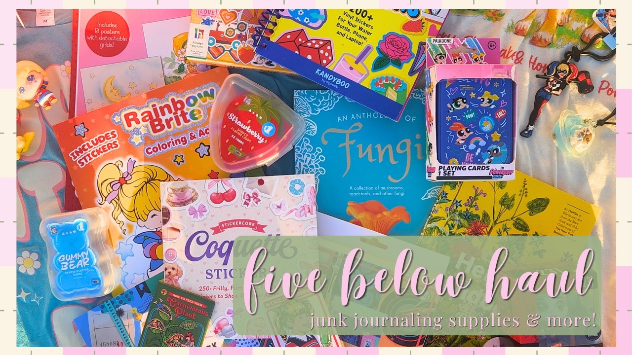 five below junk journaling haul | valentine's day, strawberry shortcake, rainbow brite, & more!
