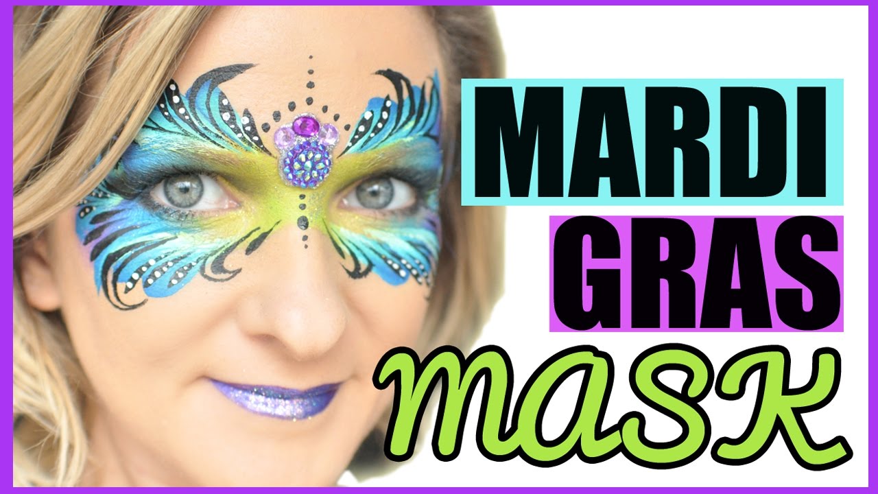 Mardi Gras Masquerade Mask Face Painting Tutorial +My 100TH VIDEO!+
