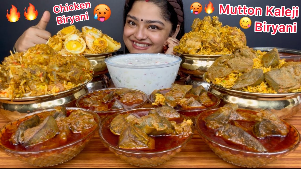 MUTTON BIRYANI, CHICKEN HYDERABADI BIRYANI, EGG BIRYANI, KALEJI BIRYANI & SPICY MUTTON KALEJI CURRY 