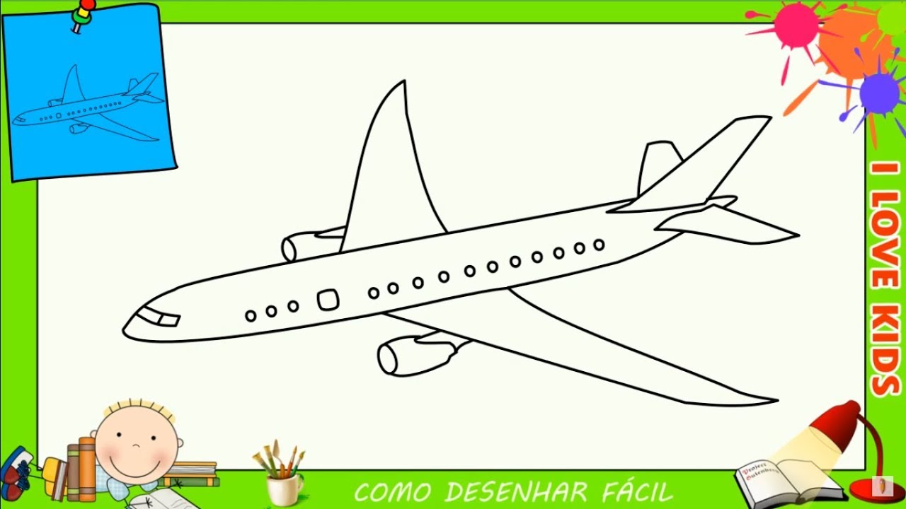 Como desenhar um avião FACIL passo a passo para crianças e iniciantes 5