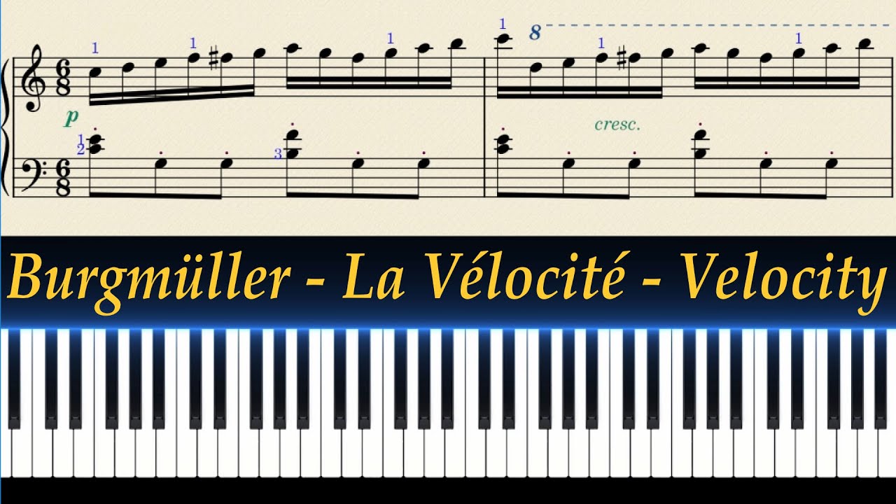Burgmüller Op.109 No.10 - La Vélocité - Velocity (BPM = 100) with Sheet Music