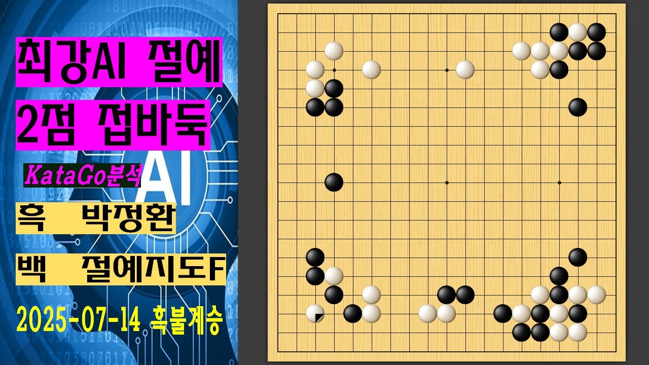 [최강AI 절예 vs 프로기사 2점 접바둑]  박정환 승리 (카타고 분석)  #인공지능바둑 #절예
