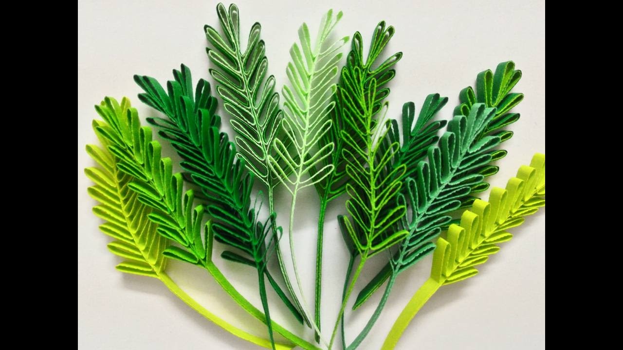 Quilling sprigs of leaves with hair brush
