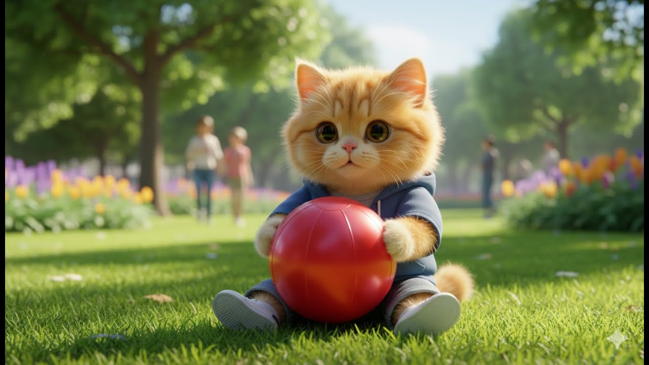 Ginger finds the BIG RED BALL 🌿🎈