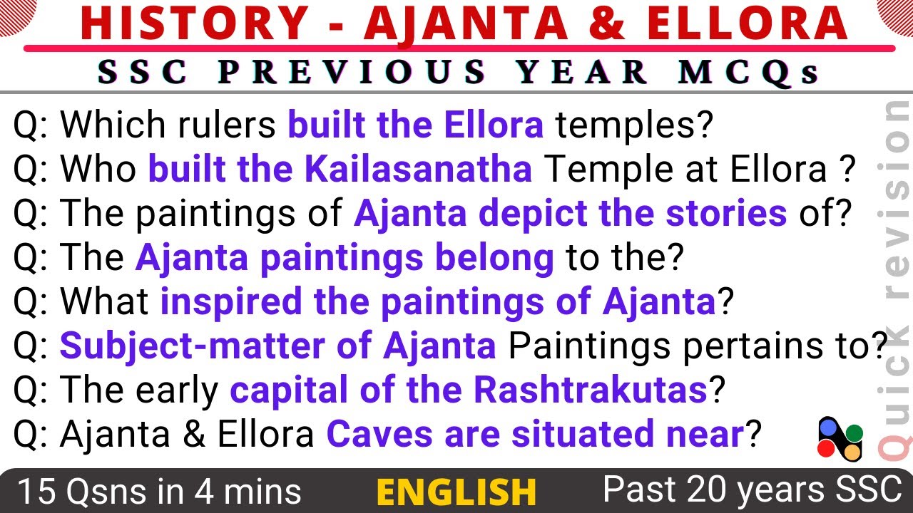 Ajantha and Ellora caves 15 mcqs | SSC Previous year Questions | Ancient India | 