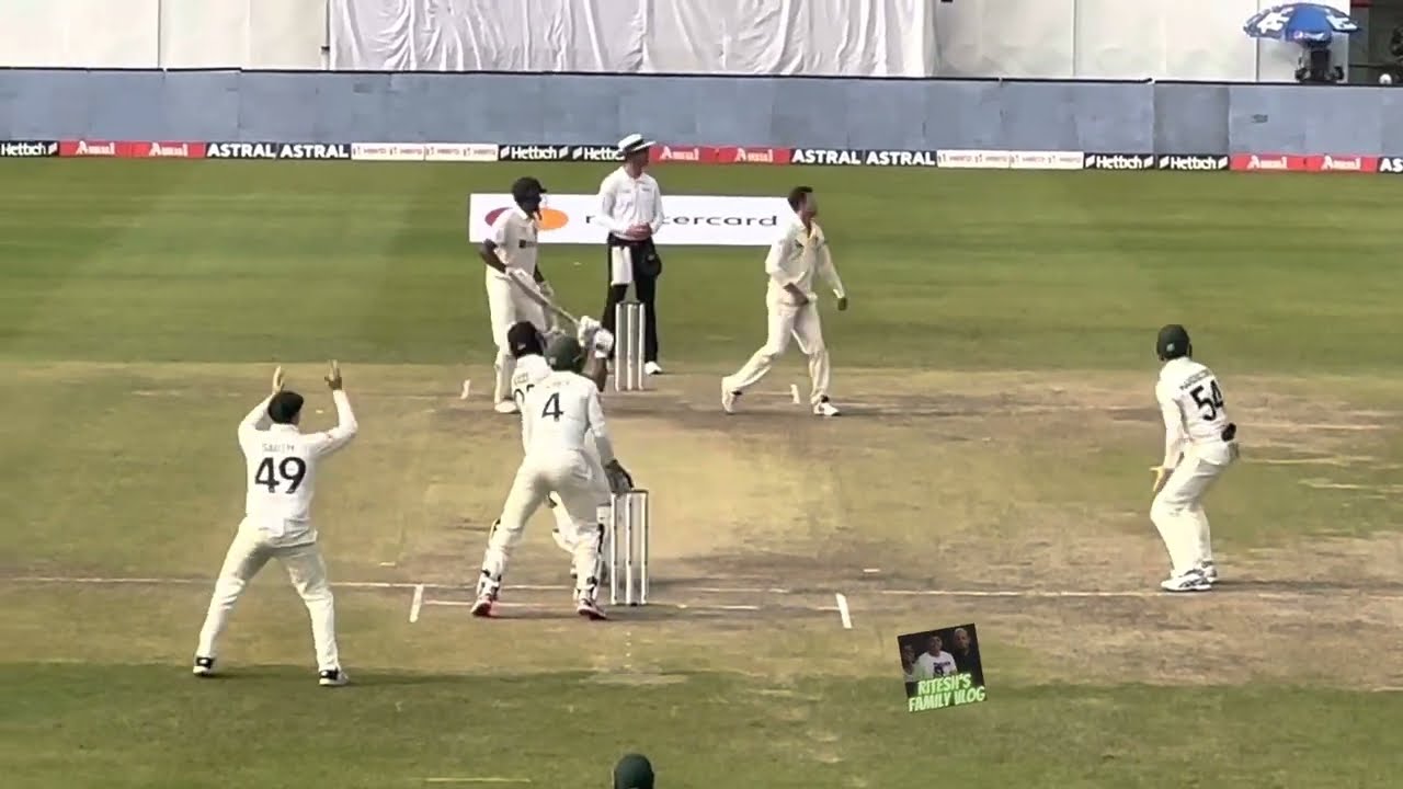 Axar Patel reaches half - century with a glorious six against Australia in the 2nd Test at Kotla