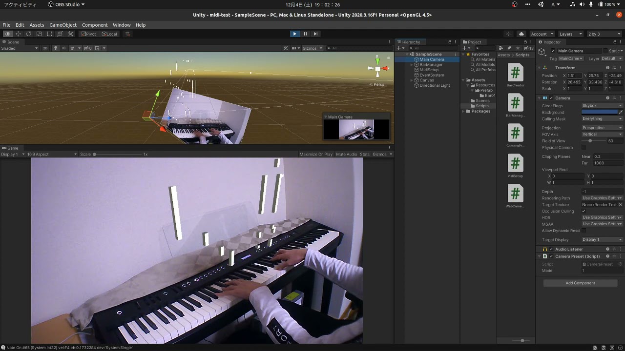 MIDI Visualizer on Unity Development progress #2