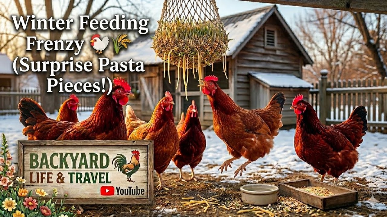 Winter Feeding Frenzy 🐔🌾 (Surprise Pasta Pieces!) [4K]