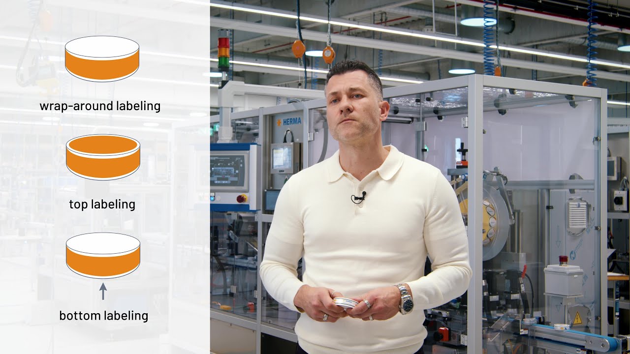 HERMA can labeling with wrap-around/top and bottom labeling