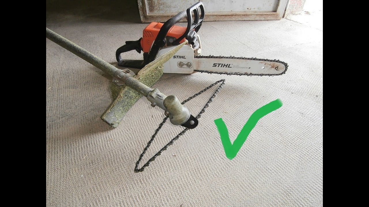 Homemade chainsaw chain for TRIMMER. ( safe way )