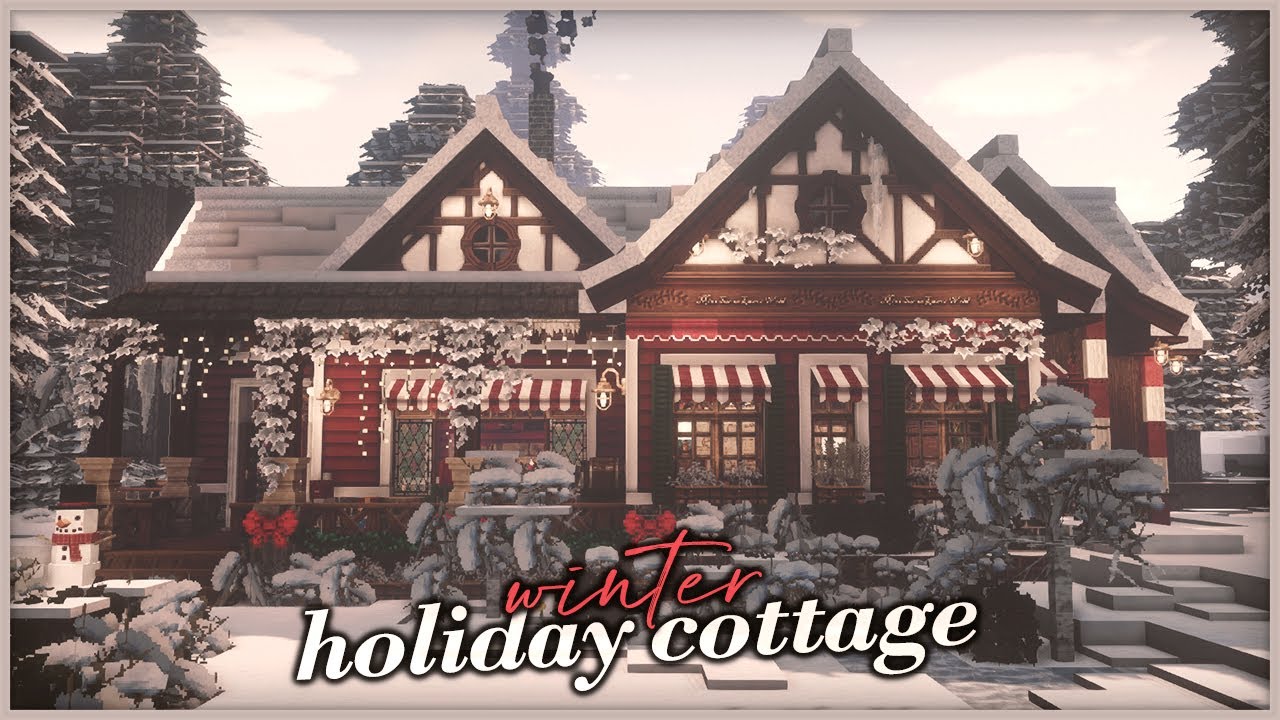 * ˚🎄🍒❄ The Red Winter Holiday Cottage  - Cocricot x MiniaTuria┊Aesthetic Minecraft JE Cottagecore