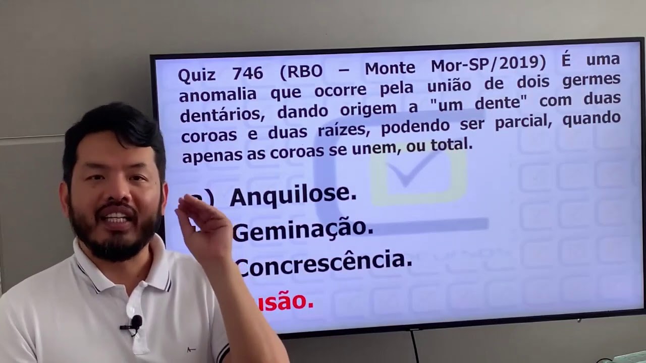 Anomalia pela união de dois germes dentários - Quiz #746 CD Concursos. Banca Rbo