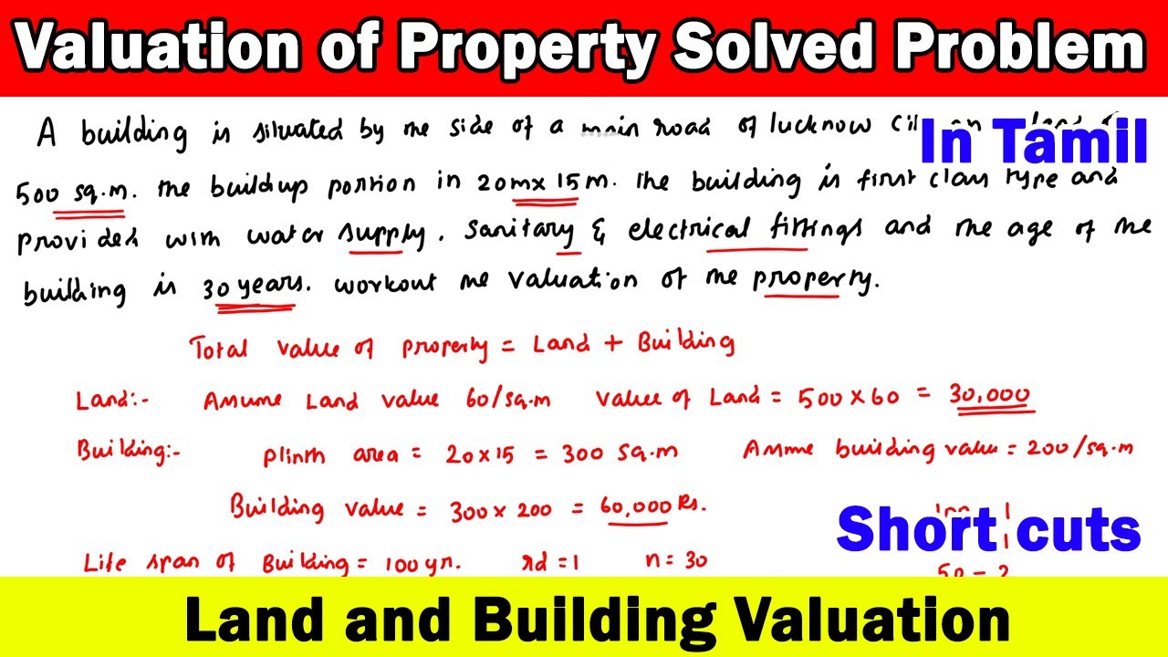 land valuation, building valuation, depreciation of building, valuation of property, valuation tamil