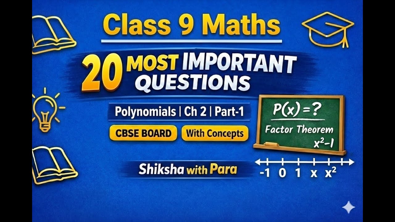 ⭐ Class 9 Maths Ch 2 | 20 MOST IMPORTANT Questions | Polynomials | CBSE 2026 Annual Exam 80/80