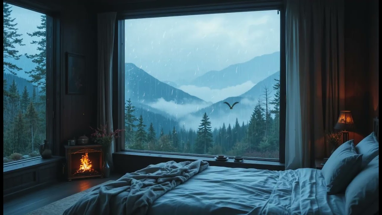 Cozy Rainy Night by the Fireplace ASMR | Relax & Unwind