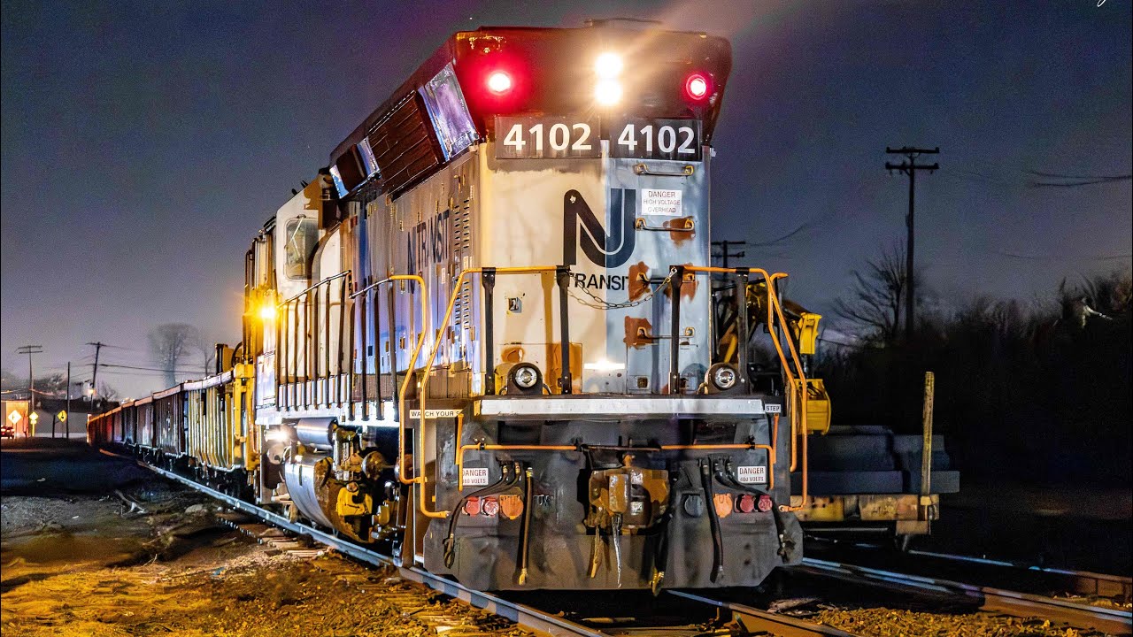 Full HD 60FPS: NJ Transit Tie Train Heads East from Neptune Yard on the NJCL 3/13/26