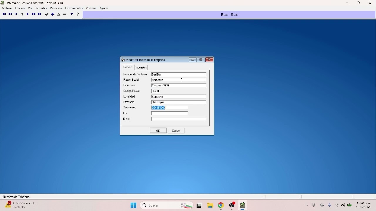 TUTORIAL SIST GESTION CAP 4 DATOS DE LA EMPRESA