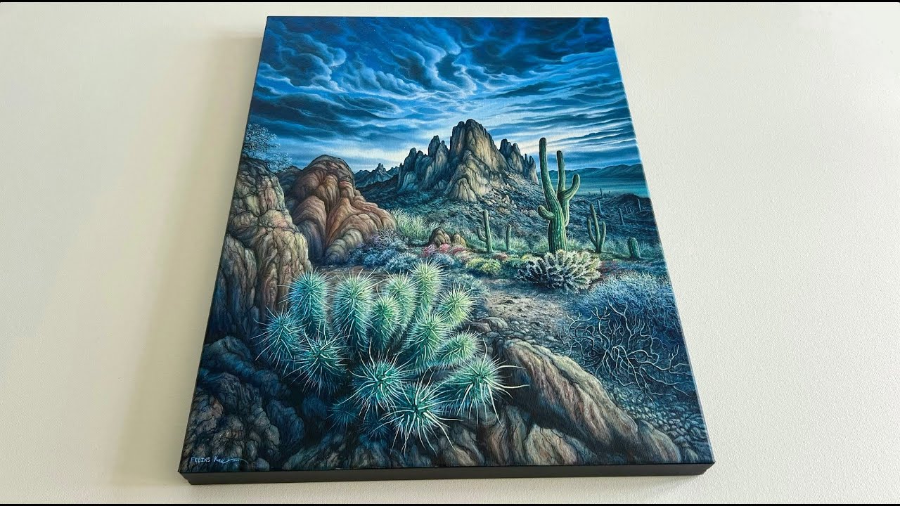 EASY Acrylic Painting Technique | Desert Cactus Landscape Painting for Beginners