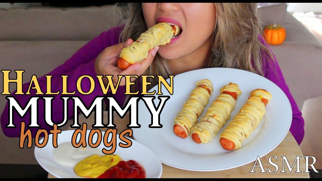 ASMR: Halloween Mummy Hot Dogs *Eating Sounds*