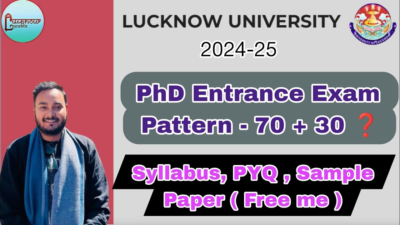 Lucknow University phd Admission 2024-25 | Entrance Exam Pattern| Syllabus| PYQ| Sample paper