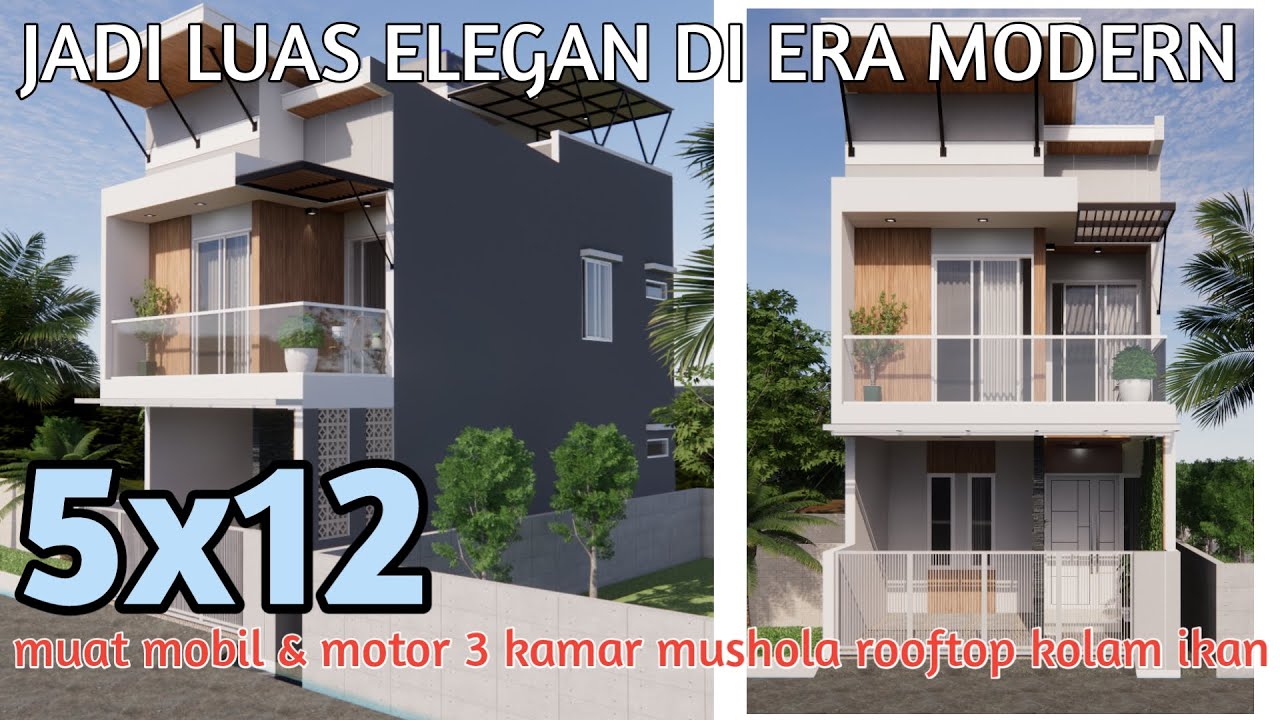 Desain Renovasi Rumah Minimalis 5x12 Meter jadi 2 Lantai