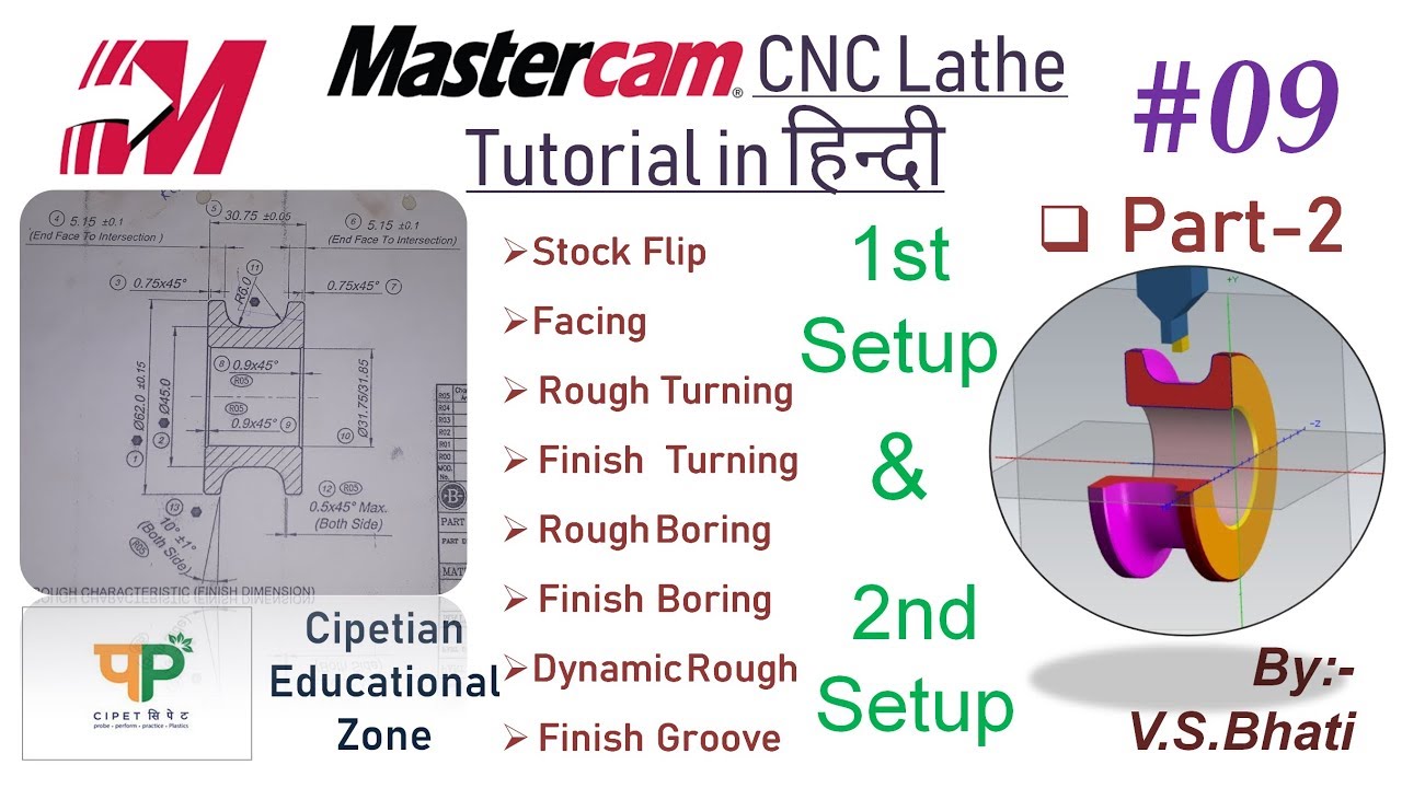 Mastercam Lathe Tutorial - Dynamic Rough || Stock Flip || Rough || Finish || Facing || Programmer