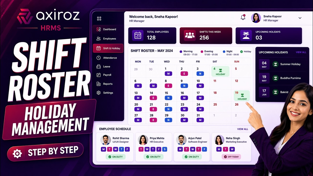 HRMS Shift Roster & Holiday Management Tutorial | Bulk Shift, Scheduling & Holidays