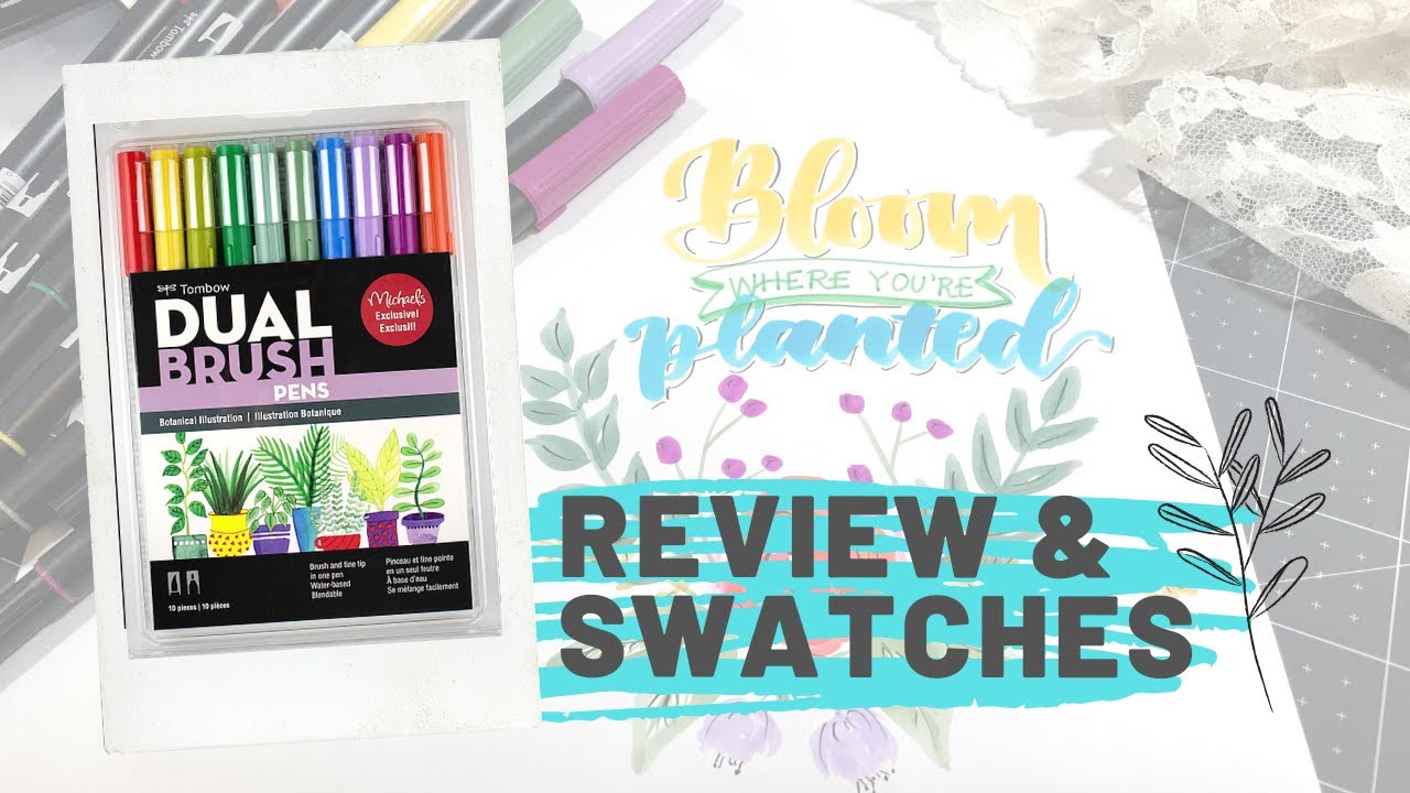 TOMBOW Botanical Illustrations Review SWATCHES + DEMO (Michael's Exclusive Set) Dual Brush Pens