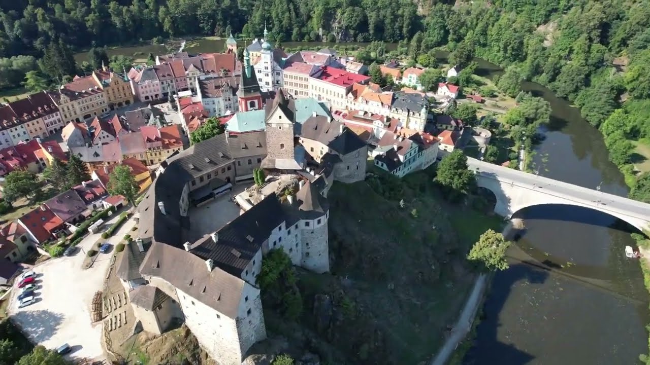 Loket castle from a drone 2022