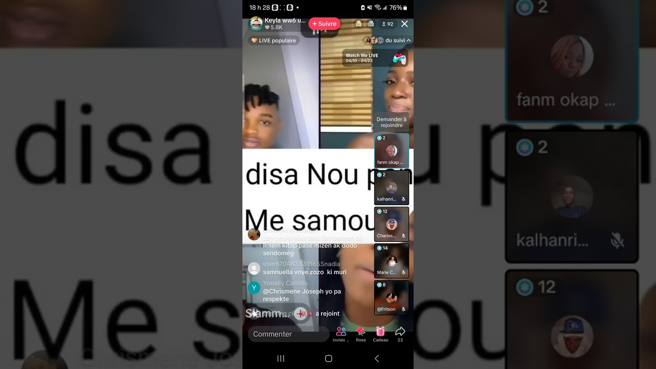 gwo d&eacute;bat sou live y&egrave; swa dodo ak Samuella et belle enfant