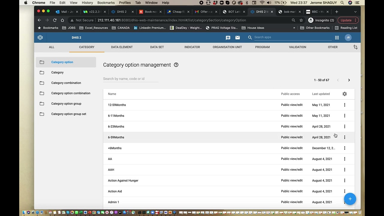 Adding Category Options