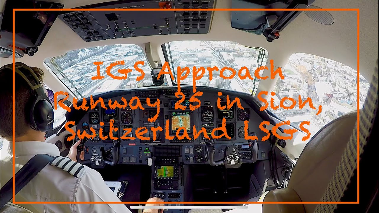 Pilatus PC12/47 Manually Flown IGS Approach Runway 25 in Sion, Switzerland. Turbulence on Approach.