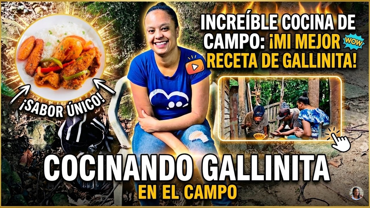 Cocinando una gallinita en el campo