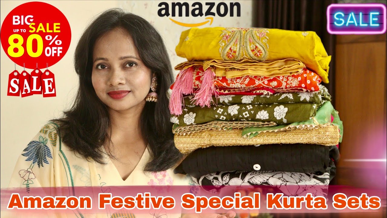 Latest Amazon 🎀 Festive Special 🎀 Embroidery Kurta Set Haul |Amazon Diwali 🎀 Kurti Haul | Ranjana R