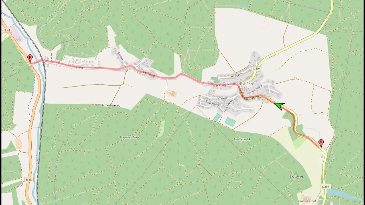 Ortsdurchfahrt in der Pfalz/KL: Neuhemsbach/Heinzental (Ost rein, West raus)
